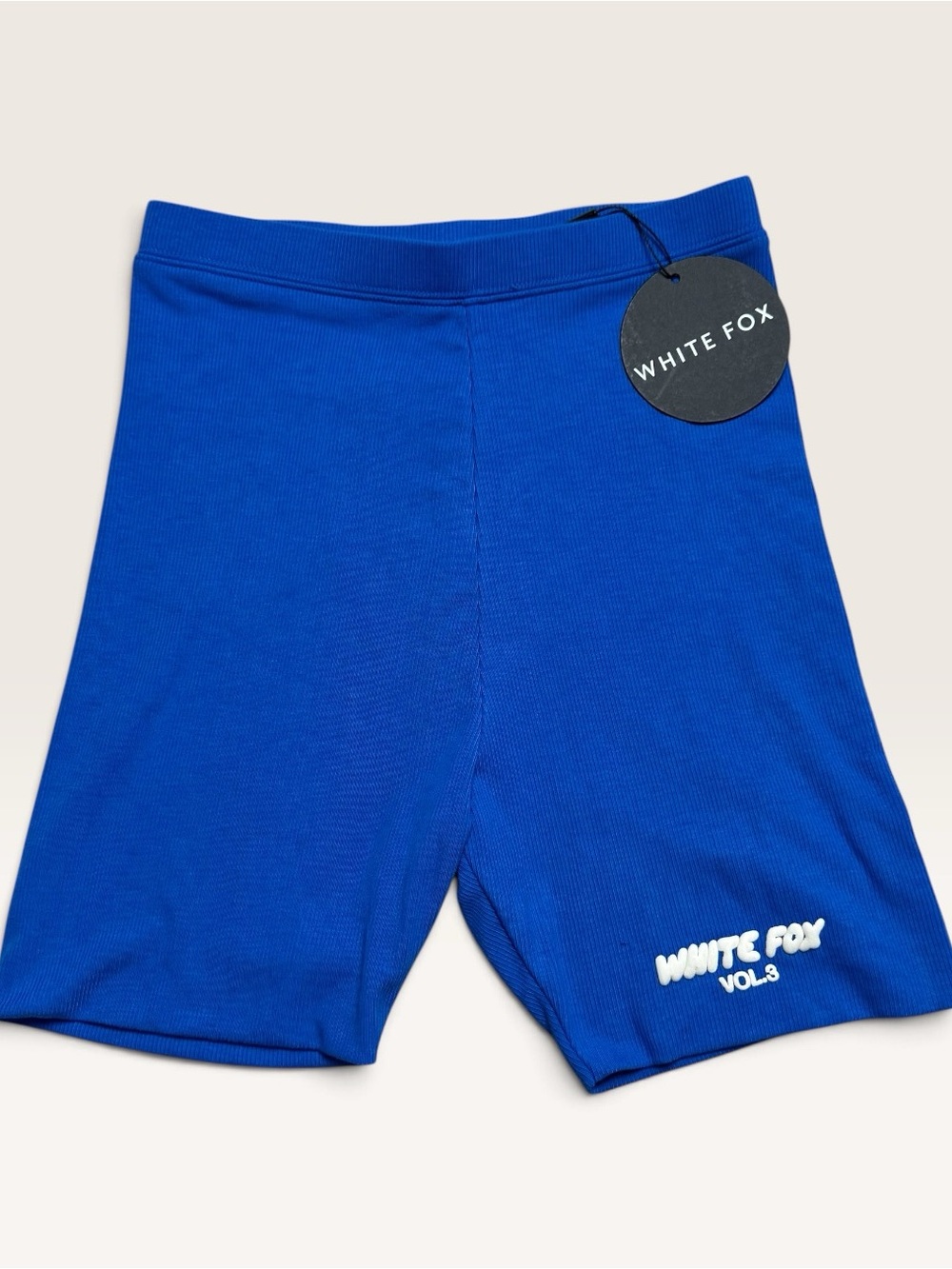 White Fox Offstage Ribbed Bike Shorts Azure Blue Small NWT